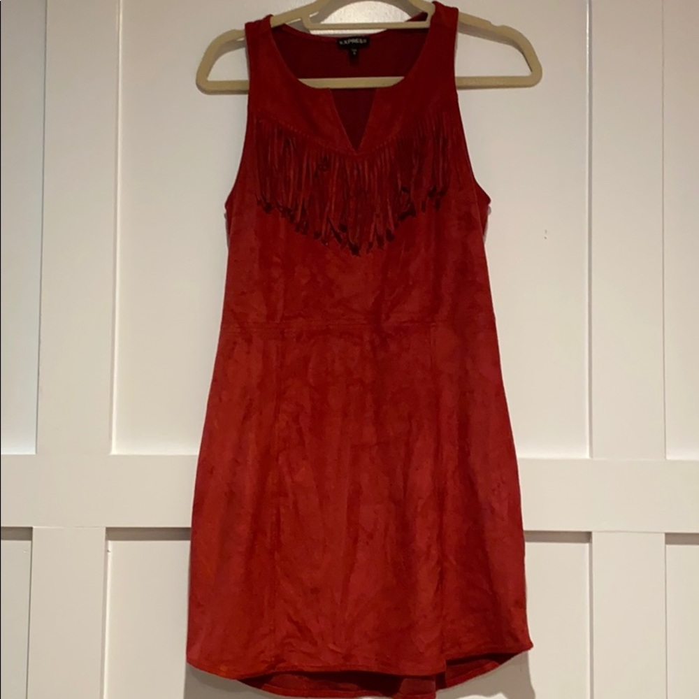 Express red velvet dress